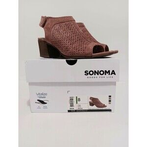 Sonoma Goods For Life Mauve Lina Faux Suede Peep Toe Heals Women's Sz 8